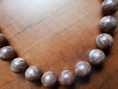 COLLECTIBLE* HAND-MADE * GENUINE STONE NECKLACE – 16 INCHES LONG, 14 MM BEADS
