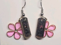 Handmade Resin Earrings -Love – Pink Flower Charm