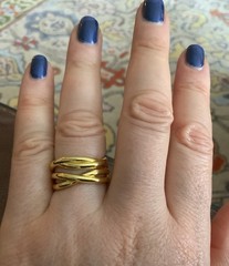 Gold 925 Wide Ring Sz 6 Artisan Sundance Style Crisscross Boho Vermeil Boho Open