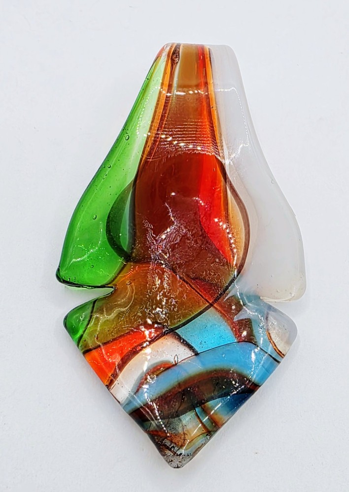 Glass Art Pendant Colorful Swirls Boho