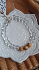 clear quartz + sandalwood bracelet