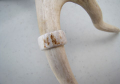 HANDCRAFTED OOAK SHED DEER, ELK ANTLER RING,SIZE 7 3/4, R-134