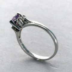 Natural AMETHYST Ring with 6 CZs – Multiple Sizes – 925 STERLING SILVER #1e