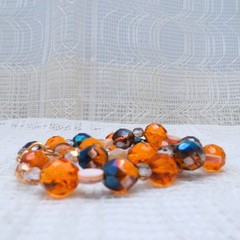 Handmade Amber and Brown Crystal Necklace 16 Inches For Women Fall Colors