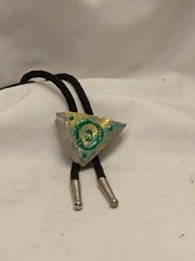 Vintage Artisian Created Shard Bolo Tie 1.5 inches Cloth tie