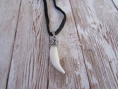 Red Fox Tooth Pendant Necklace Animal Bone Spirit Animal Jewelry leather