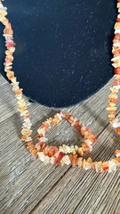 Natural Carnelian Gemstone Chip Bead Long Necklace