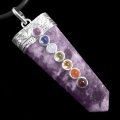 Purple Lepidolite 7 Chakra Gemstone Pendant Crystal Point Necklace Reiki Healing