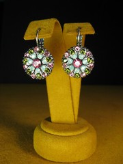 MARIANA JEWELRY EARRINGS FLOWER SWAROVSKI CRYSTALS GREEN PINK Gift Mother’s Day