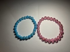 Blue Pink Glass Beaded Round Stackable Bracelet Unisex Adults Fashion