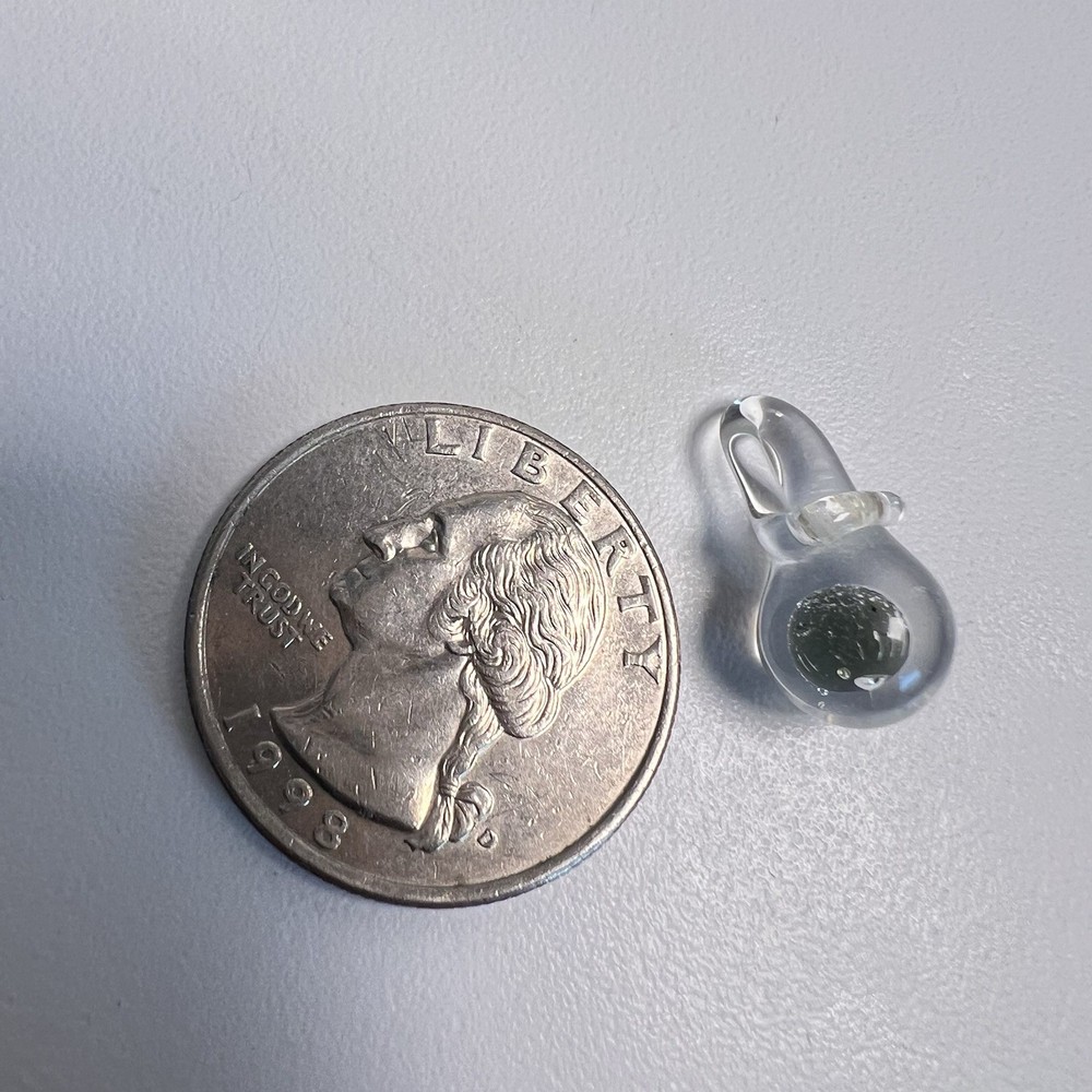 Blown Glass Ball Shape Encased in Glass Pendant Necklace boho 1/2″ tall 5cm wide