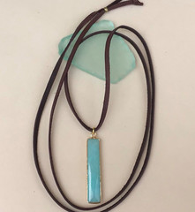 NEW Amazonite Sundance Charm Necklace leather cord handmade artisan jewelry