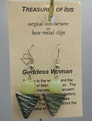 Serpentine & Zebra Jasper Goddess Woman Earrings, pierced