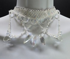 Handmade 925 Sterling Silver Crystal Inspired Glass Necklace Earring Set White