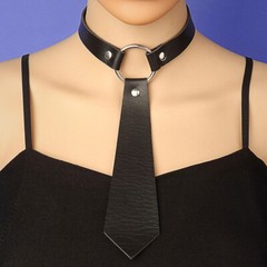 Tie Style Leather Collar Punk Pu Leather Necklace Choker Collarbone Chain