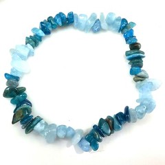 Apatite Aquamarine Bracelet Gemstone Crystal Bracelet Women Healing Chip Balance