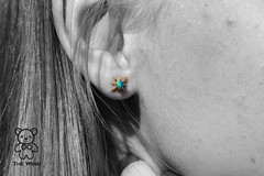 Starry Design Australian Solid Opal Stud Earrings 14K Yellow Gold White Opal