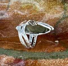 SouthWest Sterling Silver Hammered Band Ring w/ Lanceolate Labradorite Size 7.75