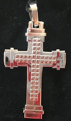 Strong – Solid: Cross As Necklace Pendant 2 3/8×1 5/8in Long Steel IN Silver