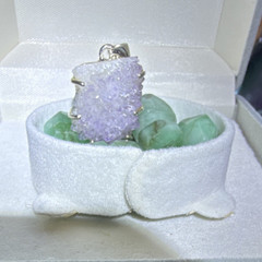 Amethyst Rough Pendant with Sterling Silver Prong Setting, Light Purple Charm