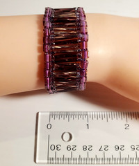 Handcrafted United States Purple Art Glass Wide Bead Filigree Clasp 7″ Bracelet