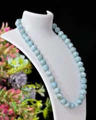 GENUINE LARIMAR BEADED NECKLACE DOMINICAN PECTOLITE OCEAN BLUE GEM