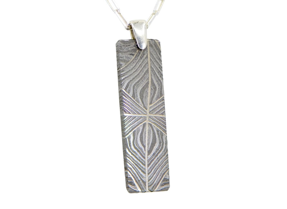 Meteorite Damascus Pendant I Sterling Silver Necklace – TOP METEORITE Jewelry