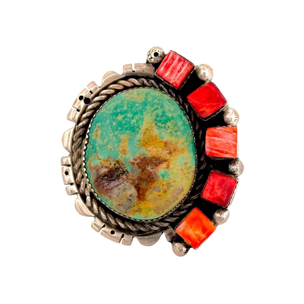 Sampson Whitegoat, Ring, Multi-Stone, Sterling Silver, Navajo, 9″