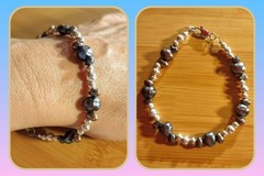 CA Artist Handmade Natural Mabe Blister Pearl & Sterling Silver Bracelet M – L