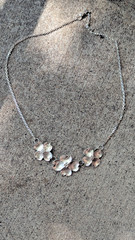 Vintage Stuart Nye Sterling Silver 3 Dogwood Flower w/ Leaves Necklace 16″