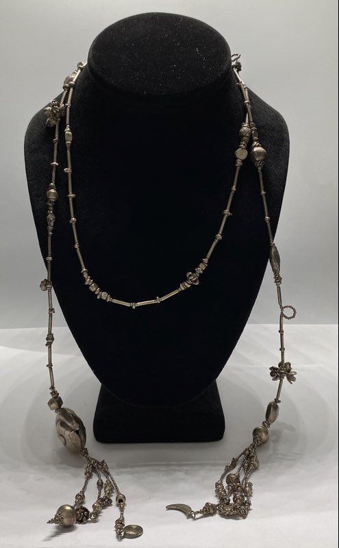 Long Boho Artisan Mixed Bead Necklace Butterfly Moon 50″ 99g