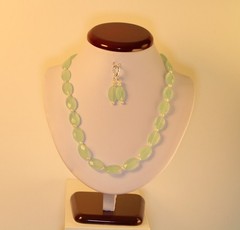 Natural Chalcedony Faceted Ova Gemstone Necklace 18“-20” inches