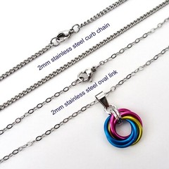 Pansexual pride pendant, chainmail love knot handmade by TattooedAndChained