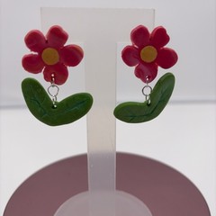 Flower Polymer Clay Earrings, (handmade, See Description)