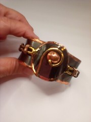 BLACK ENAMELED COPPER AND BRASS METAL BRUTALIST/MODERNEST WIDE CUFF BRACELET