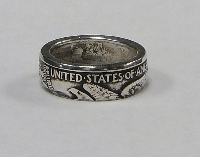 Coin ring «Handmade» from WALKING LIBERTY Silver Half Dollar in sizes 9-14