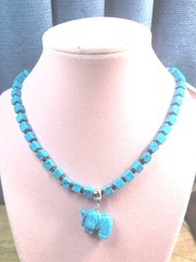 Turquoise Necklace Elephant Pedant 18in.
