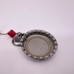 Dr Pepper Bottle Cap Necklace Sterling Silver Red Bead Rhinestone 18 Inch Toggle