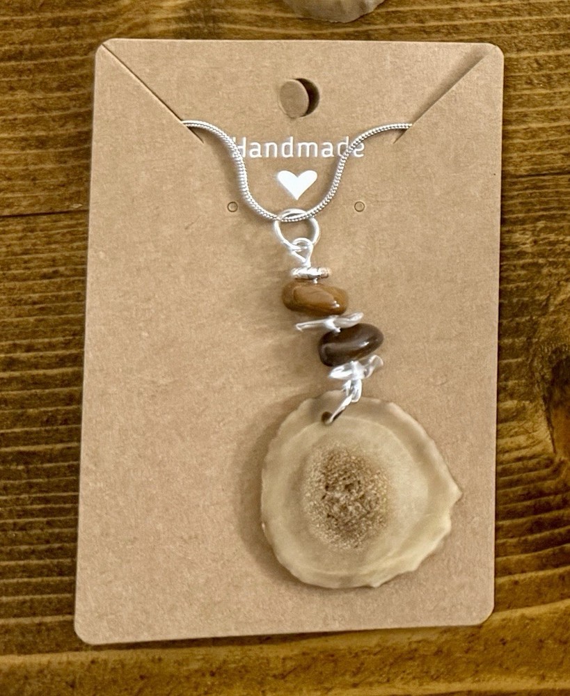 Beautiful Handmade Deer/Elk Antler Shed And Gemstone Necklace By She Sells Sheds