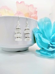 Stacked White Sea Glass Earrings, Gift For Her, Handmade, Minimalist Jewelry