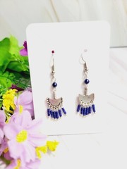 Earrings Oriental Turkish Folk Style with Turquoise, Ethnic, Bohemian, Silver