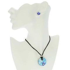 GlassOfVenice Murano Glass Venetian Reflections Round Necklace and Earrings Set