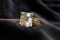 Crystal Quartz Ring Anemone Gold Filled 16x16mm Square Cut Jewelry