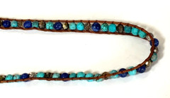 NWT Chan Luu Turquoise Stones Silver leather necklace 20”