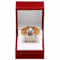 Stunning Multi Shape & Multi Color 13.65CT Gemstones Fabulous Flower Fine Ring