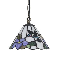 Hummingbird Flower Tiffany Style Stained Glass Ceiling Pendant Light Fixture, 8″