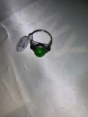 wire wrap ring Silver Patina wrap with Jasper bead size 6 NEW