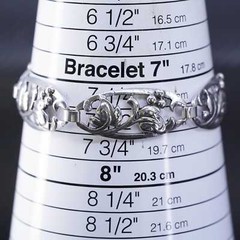 7.5”, Vintage sterling 925 silver handmade tennis bracelet with leaves