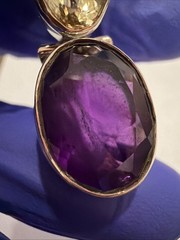 925 Sterling Silver Natural Amethyst & Citrine Pendant 11.2g 2” Statement