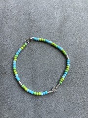 Frutiger Aero – Glass Seed Bead Anklet 9.5” Handmade Unique Boho